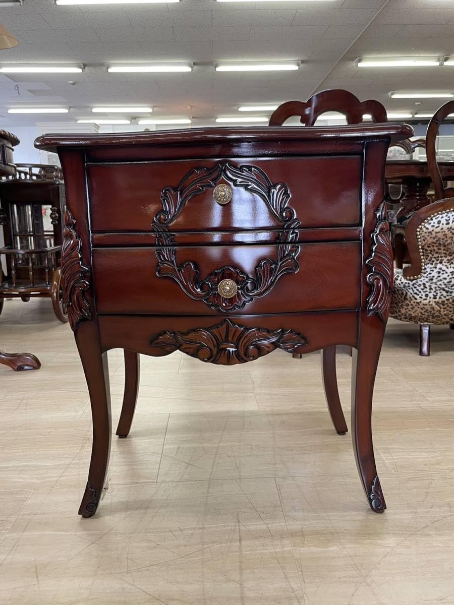 Amazon.co.jp: マホガニー 2段チェスト ナイトテーブル アンティーク  