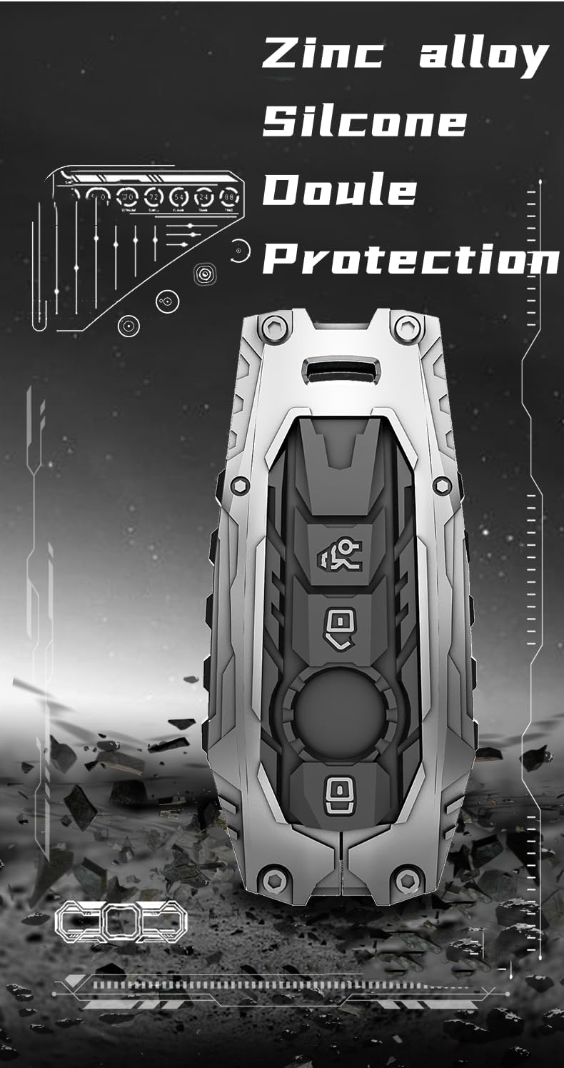 facaizhu Heavy Metal Key Fob Cover Case Protector for Mercedes Benz, Keychain, Accessories for Mercedes Benz C E S M CLS CLK G Class(TypeC-Black)