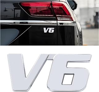 V6 Car Emblem, 3D Metal Badge Decal for Cars Trunk, Automotive Rear Tailgate Emblem Sticker, Vehicle Letter Logo Badge Replacement, Universal Exterior Decoration Car Accessories (V6)