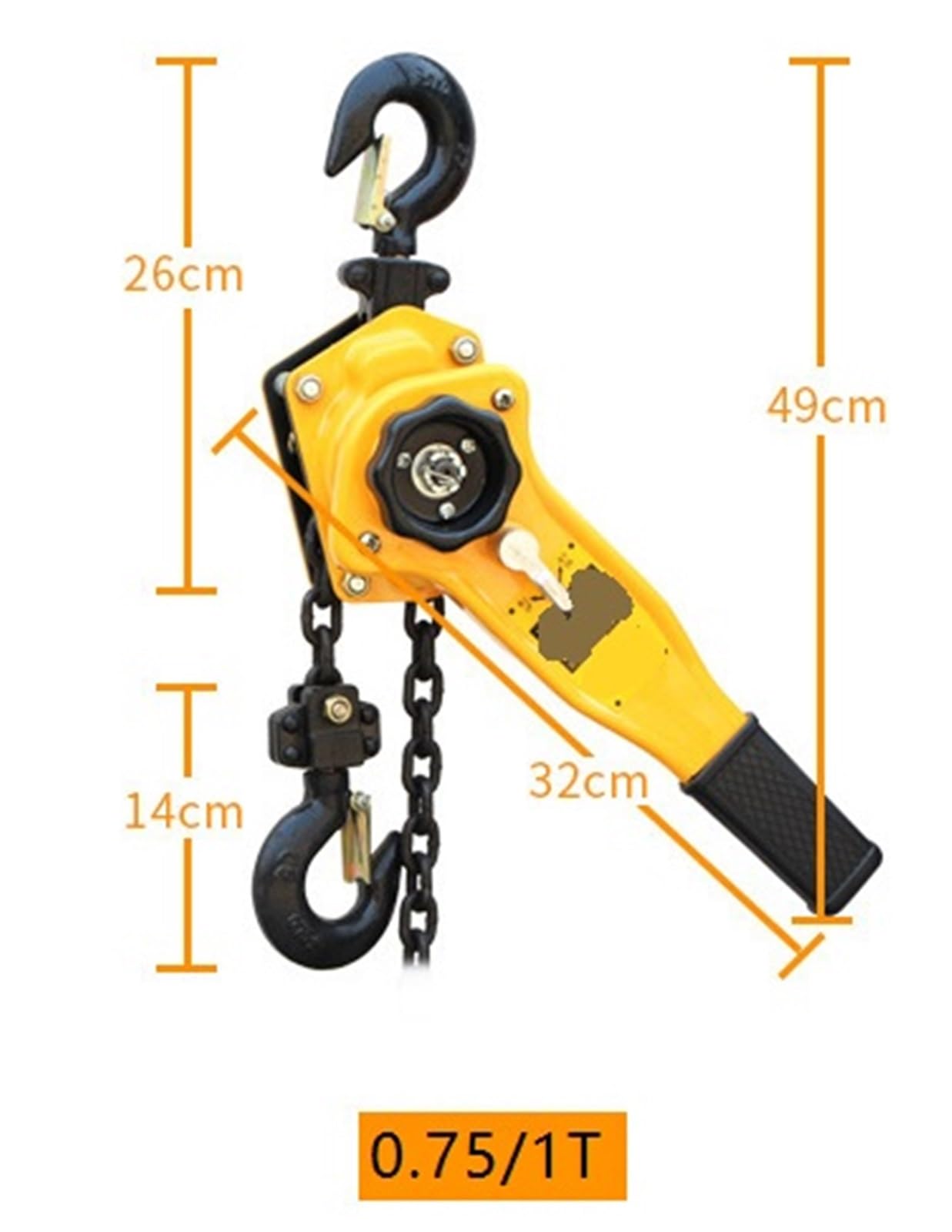 Kettenzug, Hebelzug 0,75 Tonnen 1,5/3/6 Meter Manuelle Kettenplatte Von Hand Umgedreht Für Lager für Garagenlager(0.75T*3M)