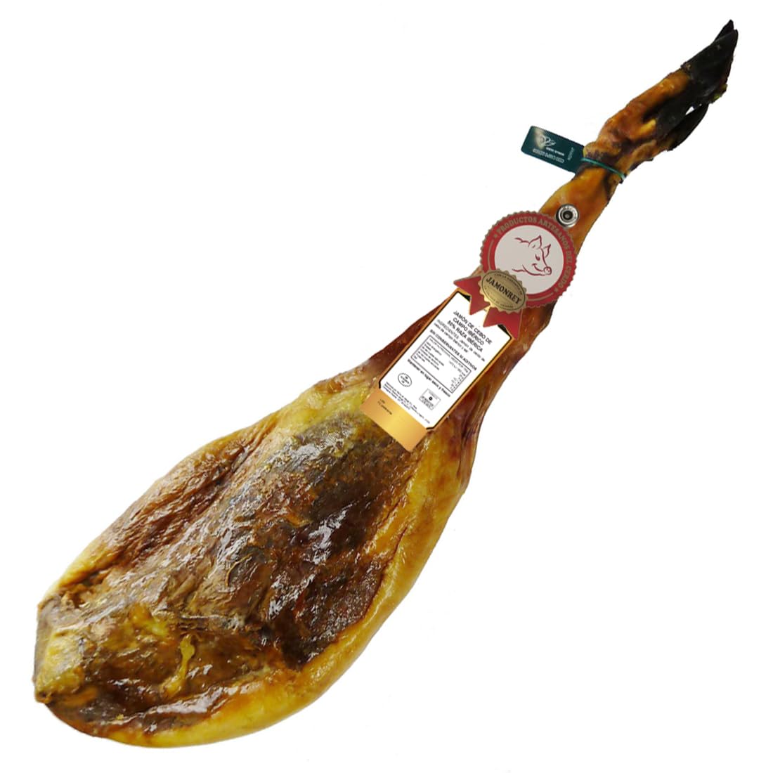 Jamón de Cebo de Campo Ibérico 50% Raza iérico ¨JAMONREY¨ -SIN CONSERVANTES NI ADITIVOS- (Elija su peso ideal), (Entregas 24/48 Horas) (JAMÓN DE 8,5 A 9 KG. (Pieza Entera))