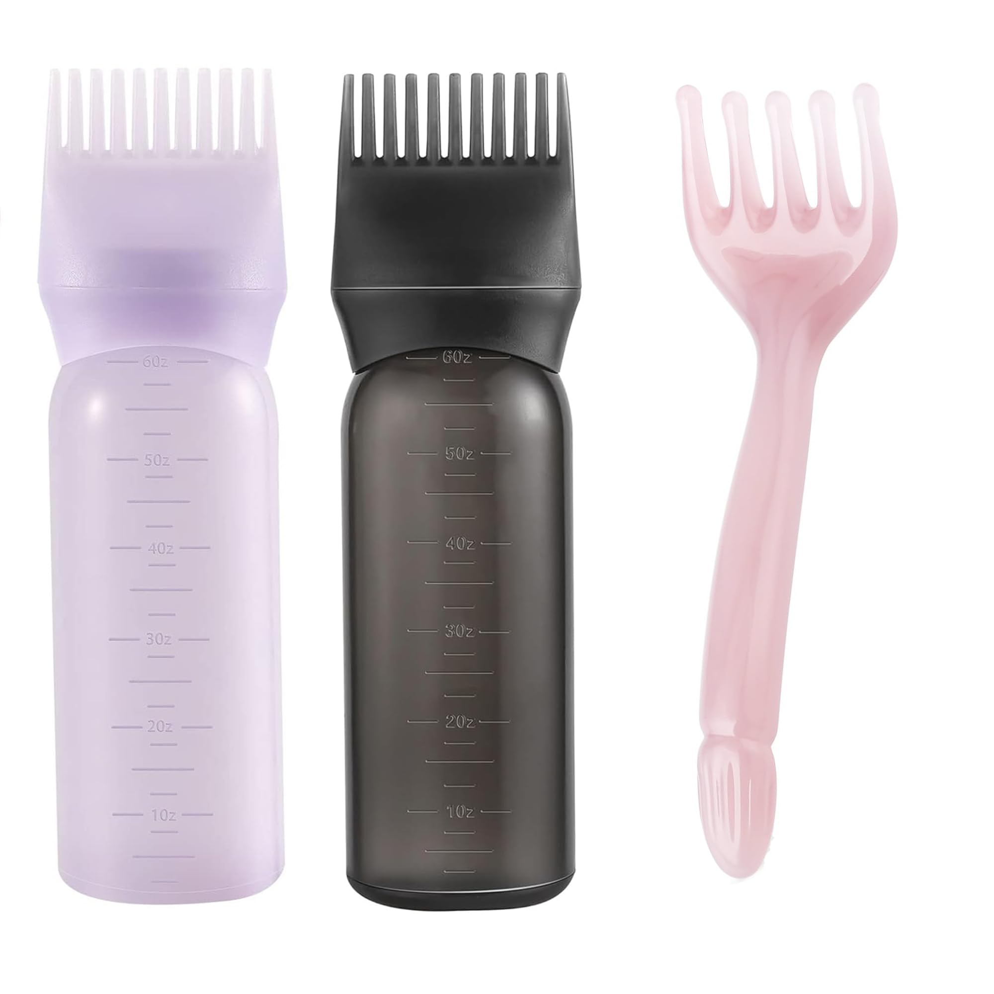 Pairswind Hair Applicator Bottle, Root Comb Applicator Bottle 6 Ounce, Hair Oil Applicator for Scalp and Hair Dye (3)