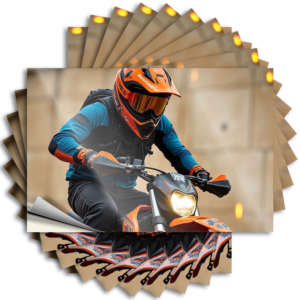 Quote Funny House Decor Waterproof Vinyl Sticker | Rider in Vibrant Gear On an Orange Motorcycle. New Cover for Beer DIY Projects(8X12CM)