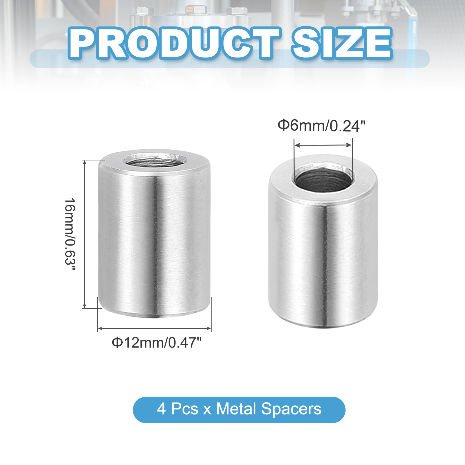 PATIKIL 4 Pcs Stainless Steel Spacers - Image 2