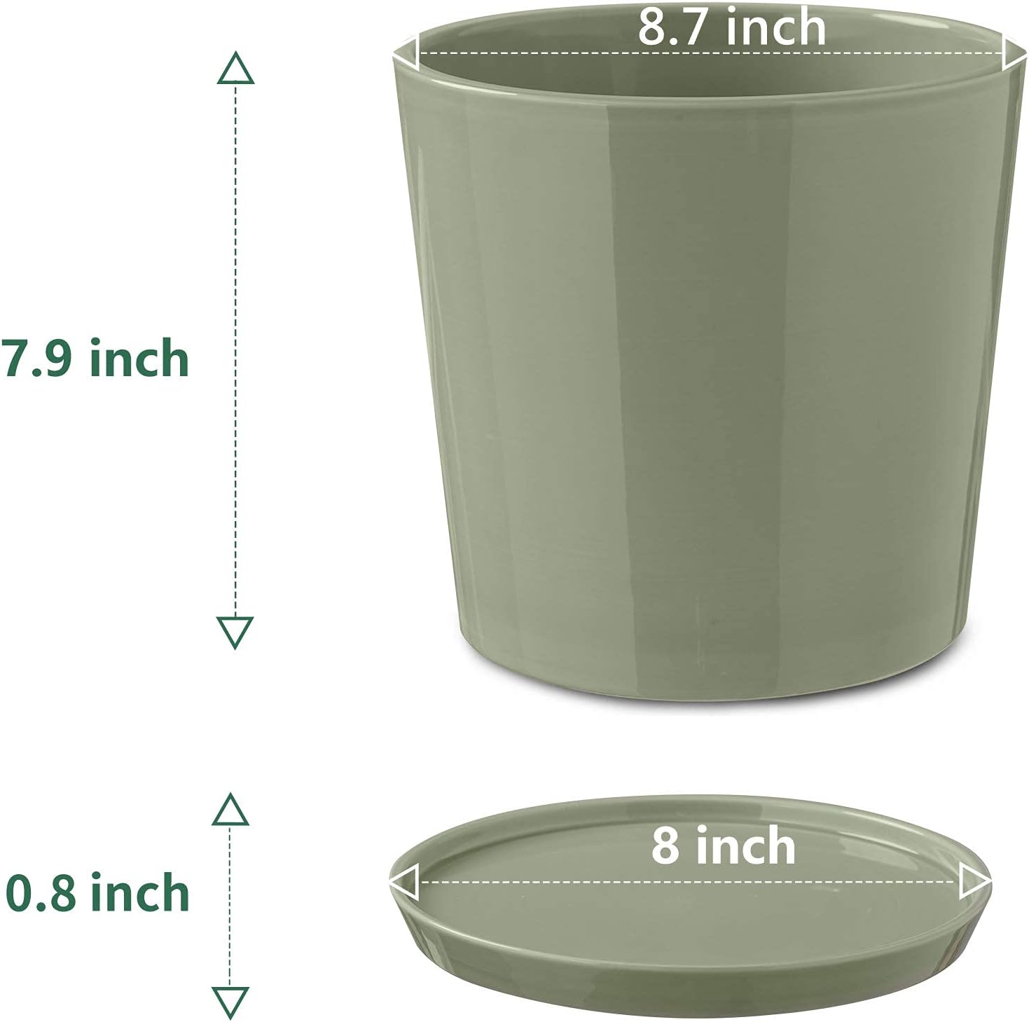 Ceramic Planter Pots for Plants - POTEY 056211 8.7 Inch Glazed Ceramic Planters Indoor Plants Minimalist Modern Home Decoration Container Plant Pots Outdoor with Drainage Hole(Plants NOT Included) : Patio, Lawn & Garden