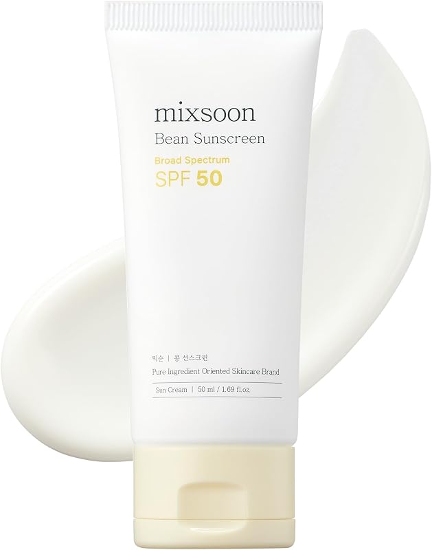 mixsoon Bean Sunscreen-Lightweight Airy Texture SPF 50 No Pilling Korean Sunscreen for Face, No White Cast, Non-Sticky Stocking Stuffers 50ml / 1.69 fl.oz. Korean Glass Skin Care (Bean, 1.69)