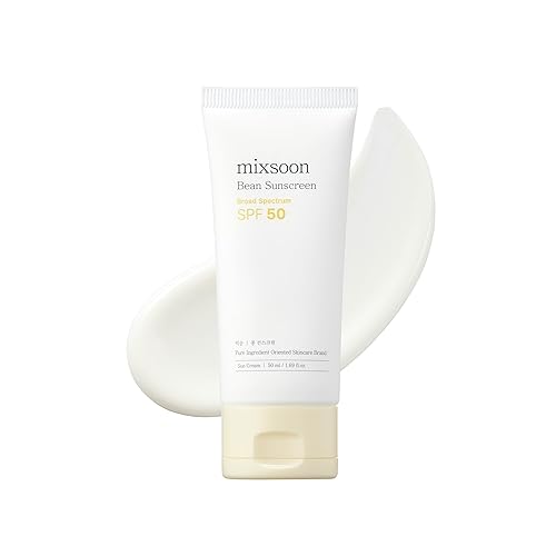 mixsoon Bean Sunscreen - Protector solar ligero con textura aireada SPF 50, protector solar coreano para cara, sin yeso blanco, no pegajoso, 1.69