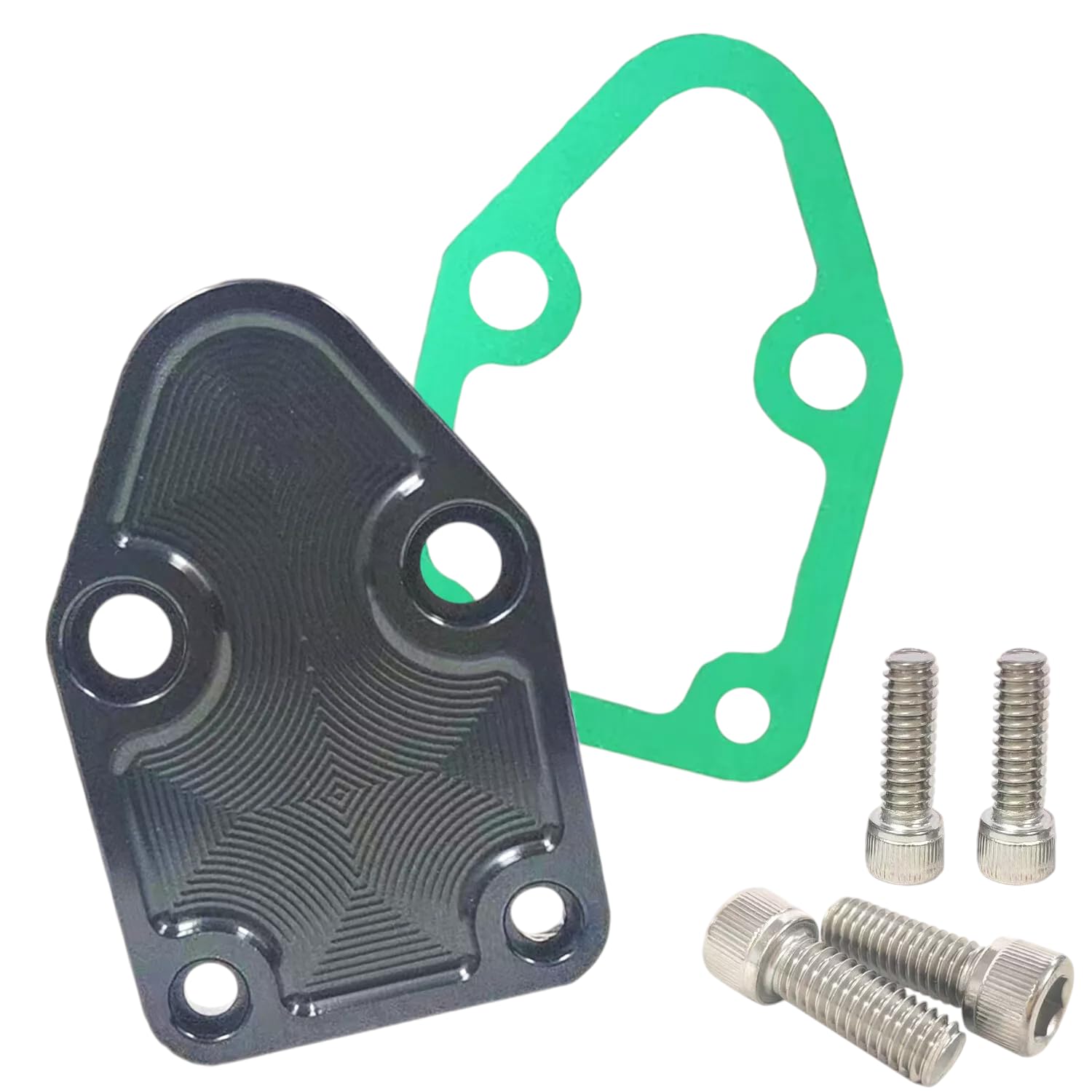 Billet Replacement for SBC for Chevy Fuel Pump Block-Off Plate Gasket w/Bolts Kit 283 327 350 400