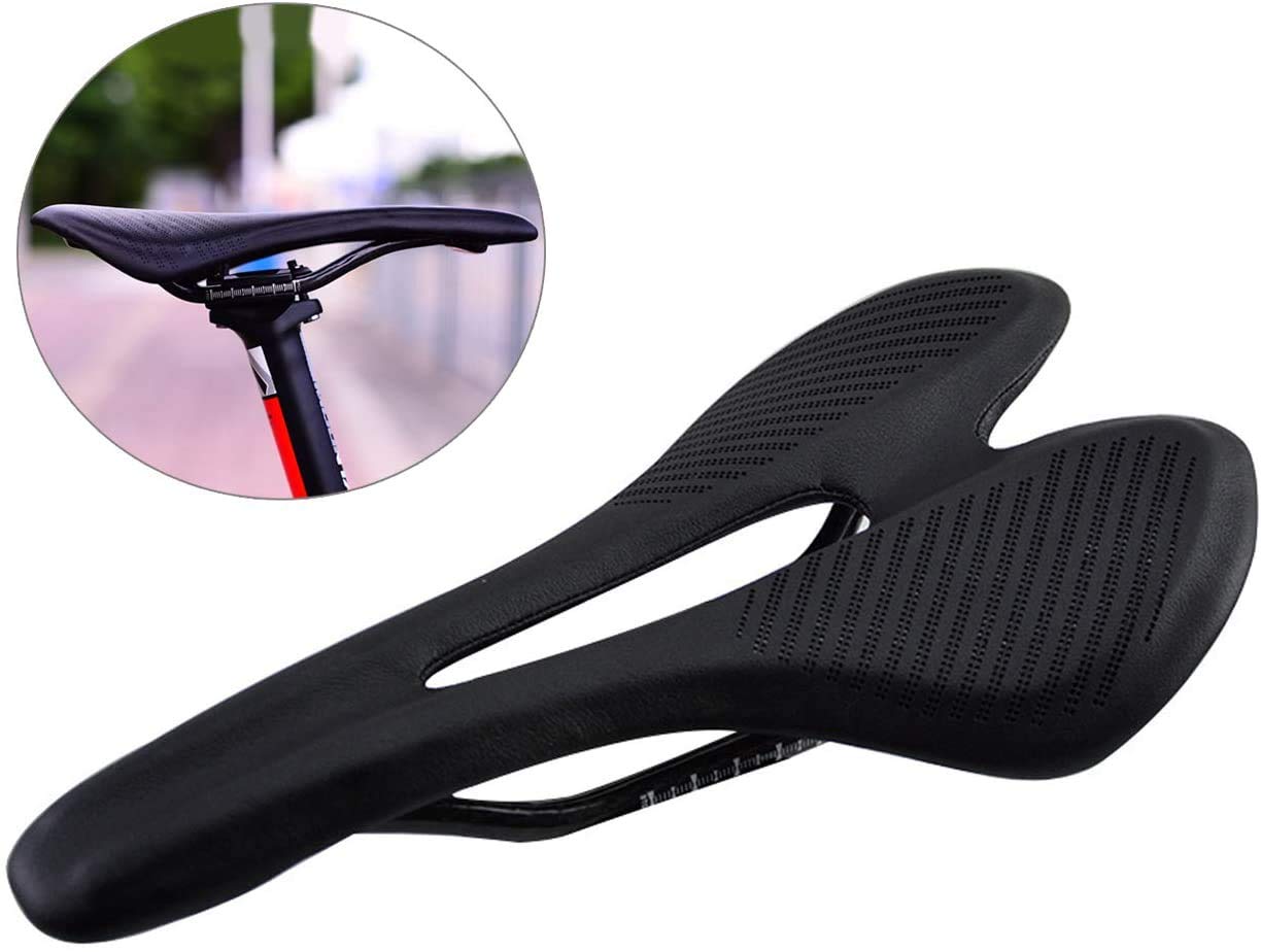 KABON Cómodo asiento de bicicleta ligero 3 K completo carbono bicicleta sillín cojín con cuero de microfibra transpirable para bicicleta de carretera y bicicleta de montaña