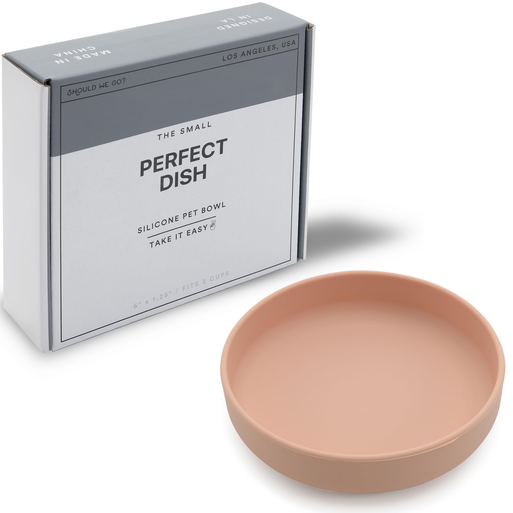 The Perfect Dish - Durable Dog Water Bowl - No Spill - Less Mess Non-Tippable Water & Food Bowl, Pure Silicone, Spill Proof with Suction Cup, Suitable for All Pets, Small-Blush