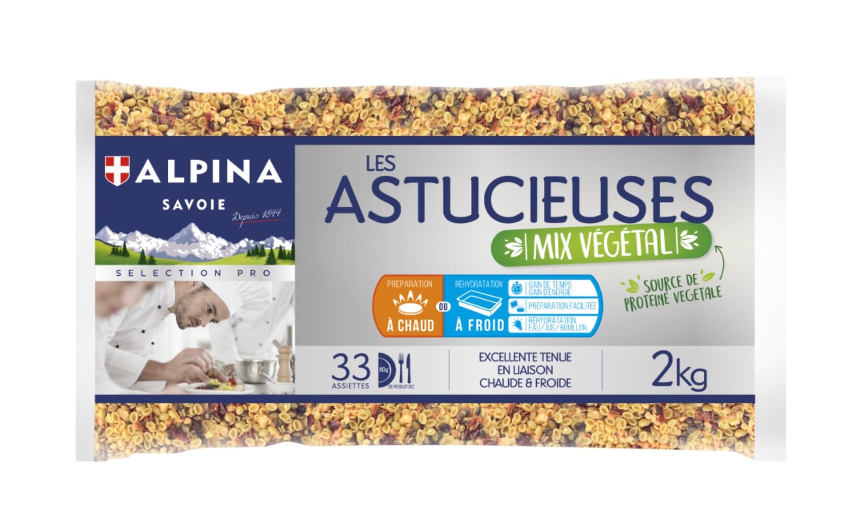 Mix Cœur de Blé Lentilles Corail et Vertes Alpina Savoie 2kg/Sac - Offres de 1 et 2 Sacs - Livraison Gratuite France (1 sac)