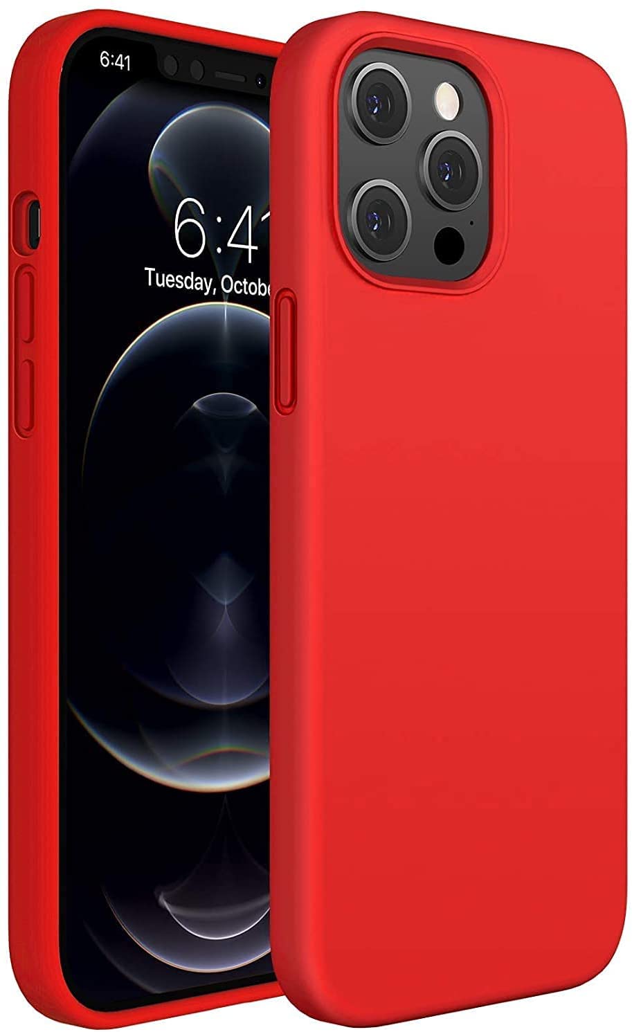 AWHSoft Liquid Silicone Case Compatible with iPhone 13 Pro, Shock-Proof, Protective Case for iPhone 13 Pro, Matte Finish Cover designed for iPhone 13 Pro (Red)