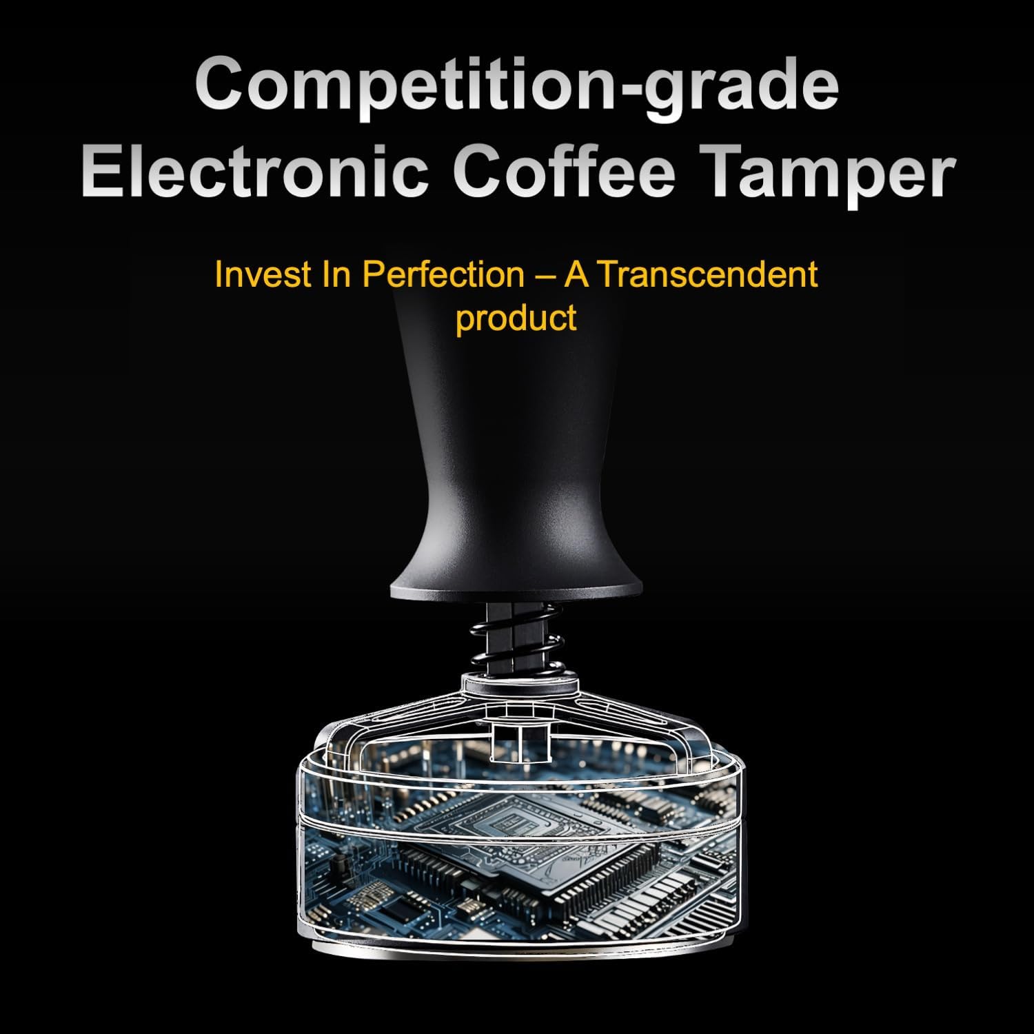 X5 Pro Smart Espresso Tamper - 53mm, 25-35lb Adjustable Pressure for Home Baristas & Cafes, Rechargeable with Anti-Skew Design, 1000+ Tamps per Charge, Walnut Handle