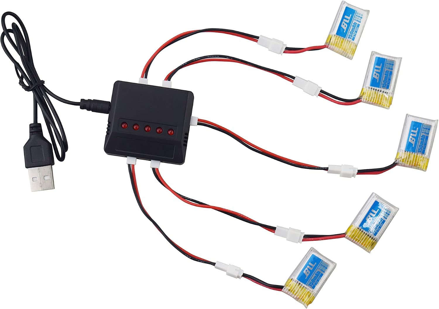 sea jump 5 X 3.7V 150mAh Lipo Battery Spare Parts +5in1 Baterry Charger for H36 E010 FuriBee F36 NH010 Mini UFO Quadcopter DroneTo Increase The Flight Time(40min)