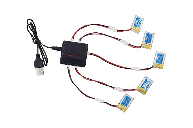 Foto 3 de 8 de ZYGY 5pcs 3.7V 150mAh batería Litio y Cargador 5 en 1 para H36 E010 E011 E013 RC Quadcopter Drone UAV batería