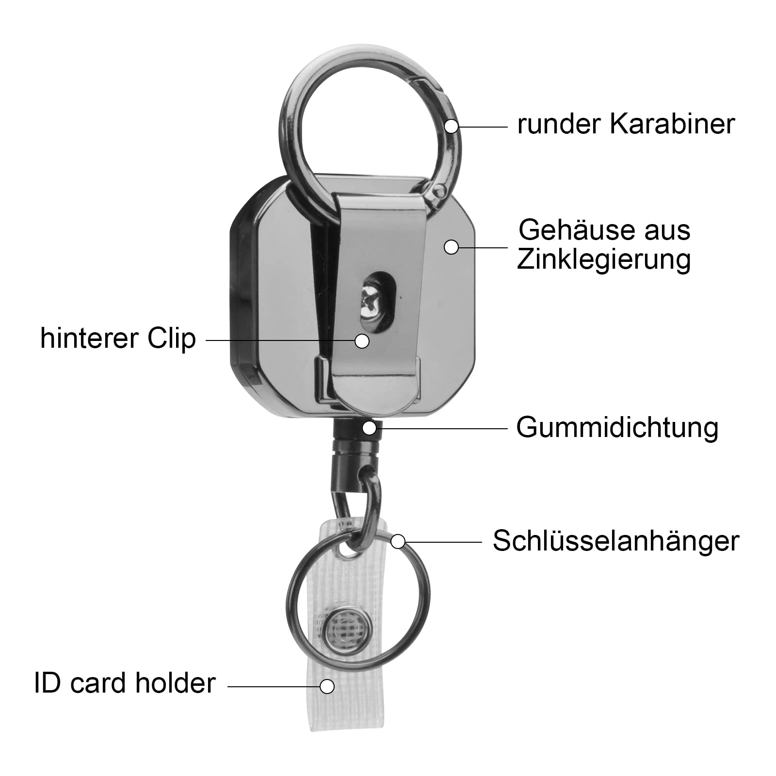 2er Set Magnetische Schlüsselbänder Ausziehbar - Robustes Karabiner Band Mit 80cm Stahlseil Für Schlüssel, Ausweise & Handy