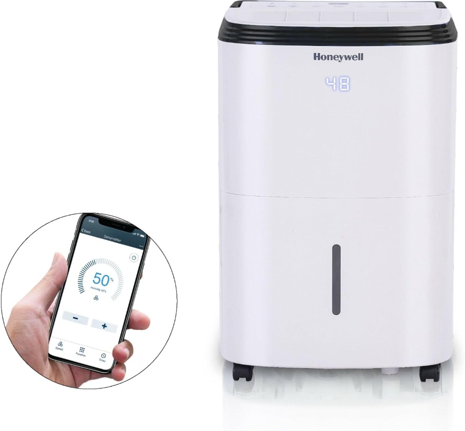 Honeywell 50 Pint Energy Star Smart Dehumidifier for Large Rooms & Basements with WiFi and Alexa Voice Control