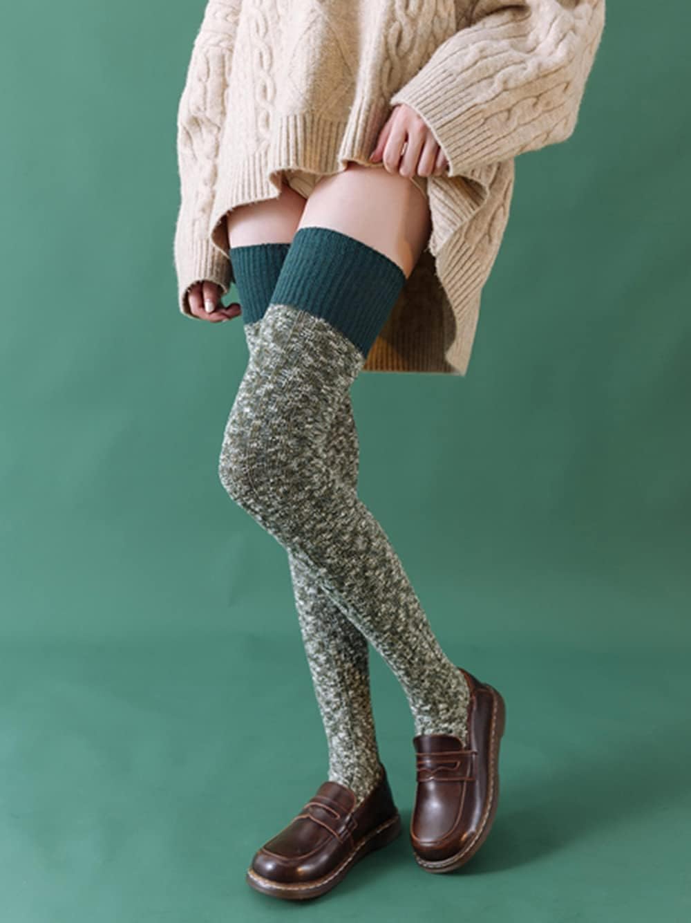 HYTENSUN Women's Thigh High Knitted Winter Boot Socks Vintage Extra Long Leg Warmer Over Knee High Stockings - Image 5