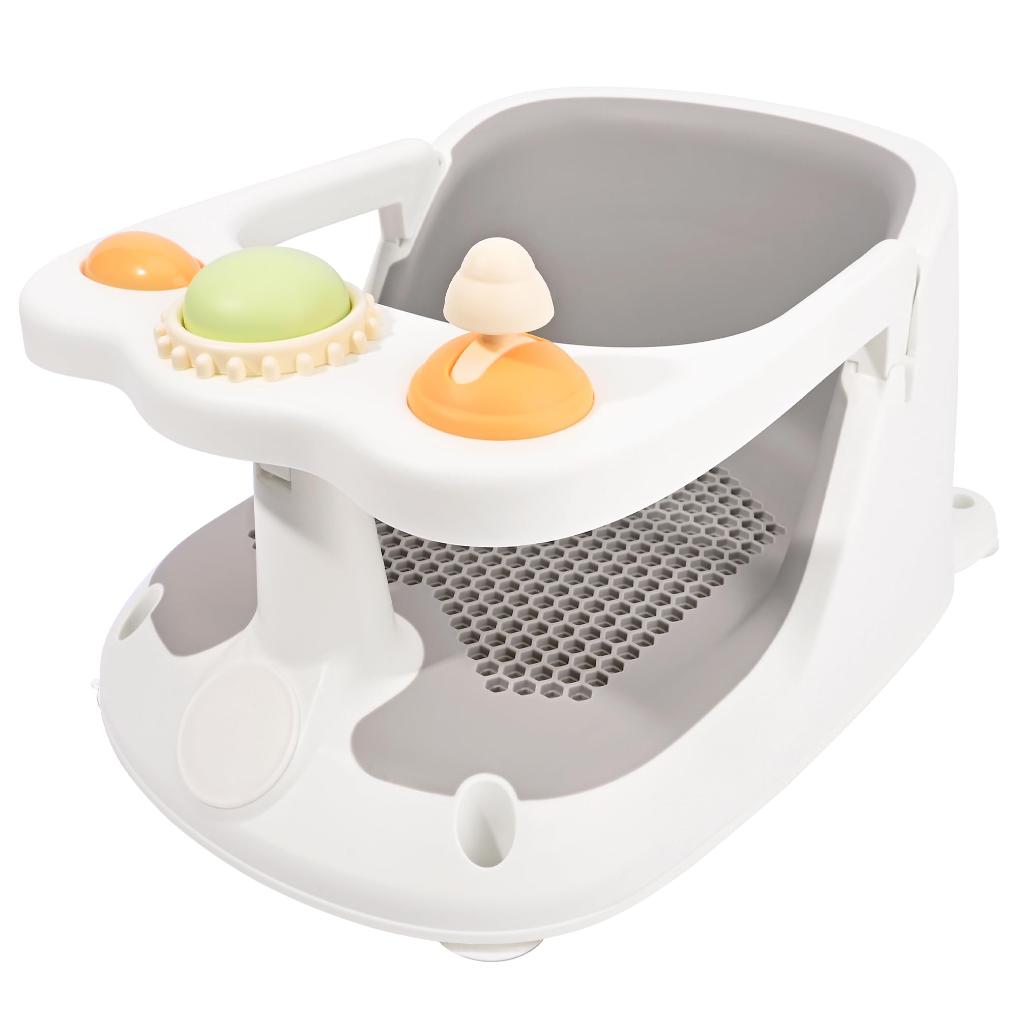 Bebamour Baby Badesitz 6 Monate+ Kind Badewanne rutschfest Baby Badesitz mit Spielzeug,Gray