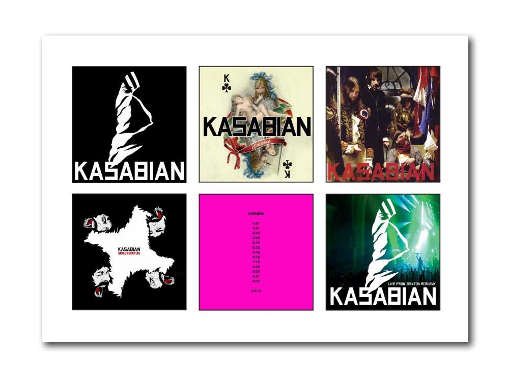 Libretto Designs Multi-Color Kasabian Vinyl Albums Unframed A4 Art Print Mini Poster