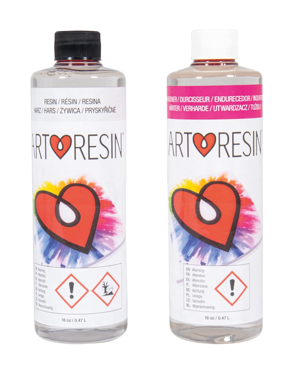 Rayher Art Resin Epoxyharz, 2 x je 470 ml (16 oz), Epoxidharz mit Härter, glasklar, zum Gießen und Beschichten, Gießharz, Schmuckherstellung, Formenbau, Weiß, 34452000