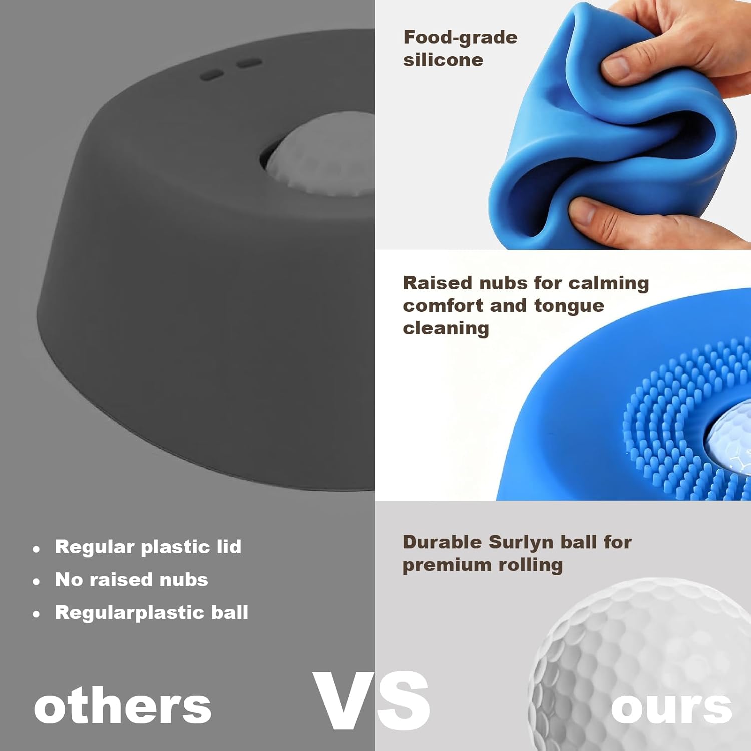 Premium Dog Slow Feeder Bowl for Liquid Treats with Surlyn Ball & Anti-Spill Suction Base + Safe 2-in-1 Dog & Cat Nail Clipper and Grinder with LED Light – Complete Enrichment Toy & Grooming Kit for A