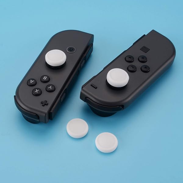 eXtremeRate PlayVital Thumb Grip Caps for Nintendo Switch, Joystick Caps for Nintendo Switch Lite, Silicone Analog Cover Thumbstick Grips for Switch OLED Joycon - White - 4