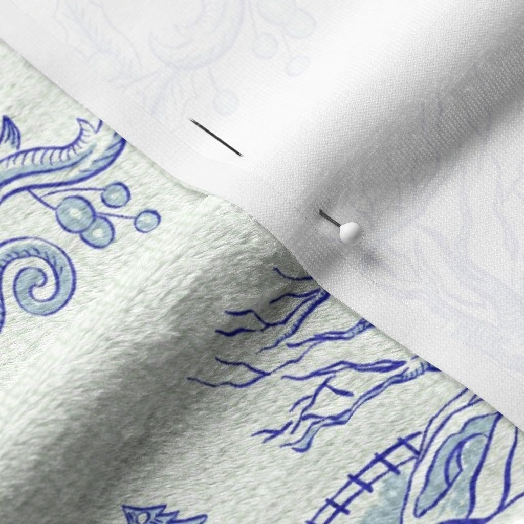 Spoonflower Fabric - Santa Claus Holiday Toile Victorian Style Vintage Traditional Winter Printed on Minky Fabric by The Yard - Sewing Baby Blankets Quilt Backing Plush