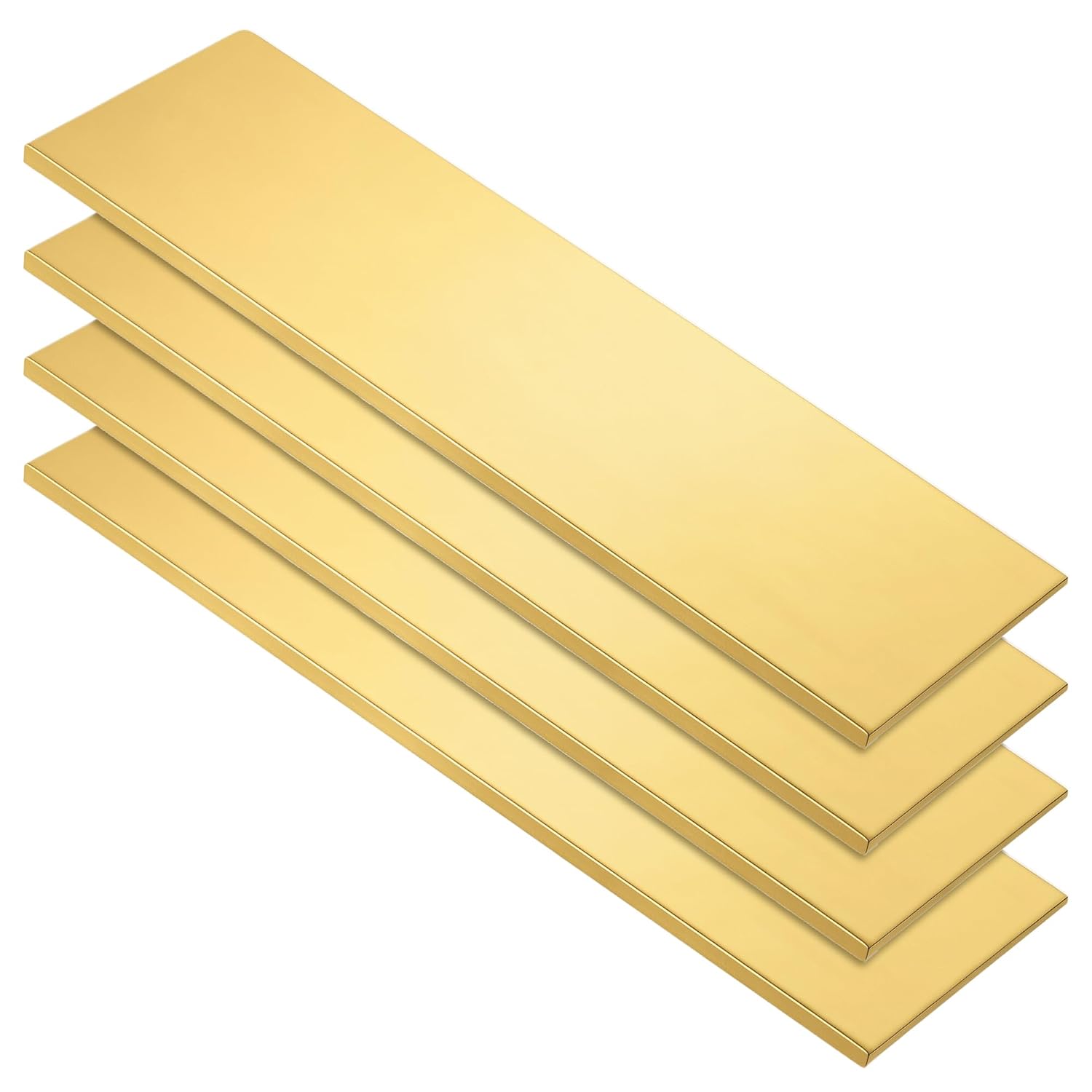Brass Sheet Metal Plates, 6 x 2 Inch, 1/8 Inch Thickness Metal Brass Plate for Craft DIY and Repairs, 4 Pcs