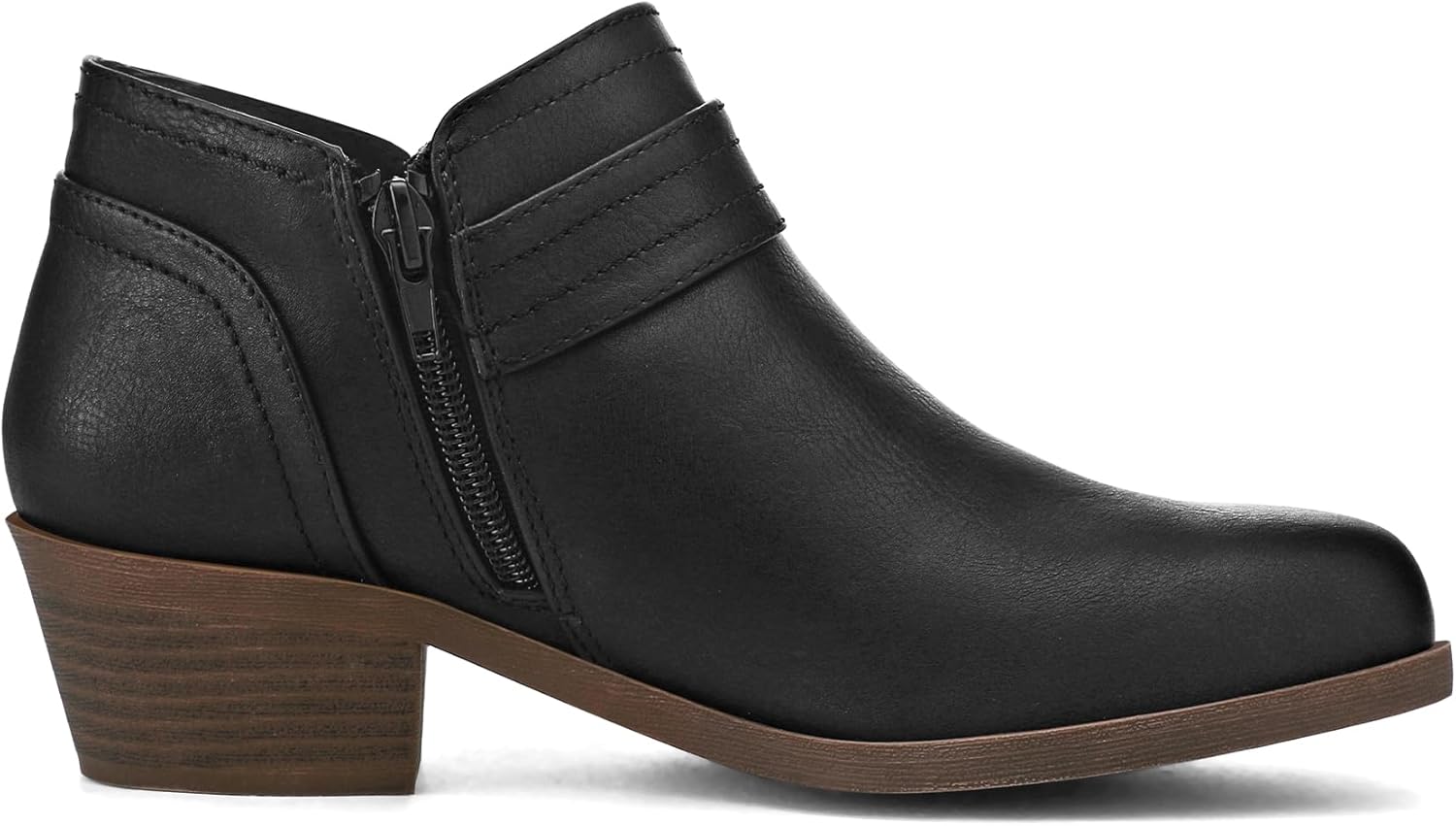 mysoft Women's Ankle Boots Low Chunky Stacked Heel Comfortable Round Toe booties with Side Zipper Shoes - Image 4