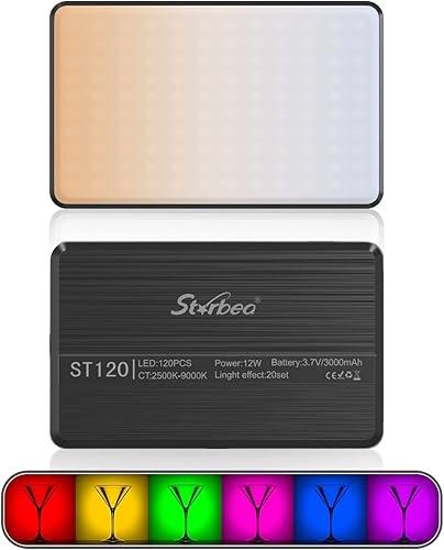 Miniatura 1 de GPURUI Luz de video LED CRI95+ de 3000 mAh, temperatura de color ajustable, 2500 K  9000 K, luz de cámara RGB, lámpara de fotografía portátil