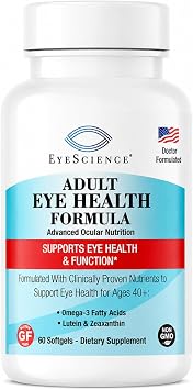 EyeScience Adult Eye Health Vitamins, 60 Softgels | Lutein, Zeaxanthin & Astaxanthin, Non-GMO, Gluten-Free