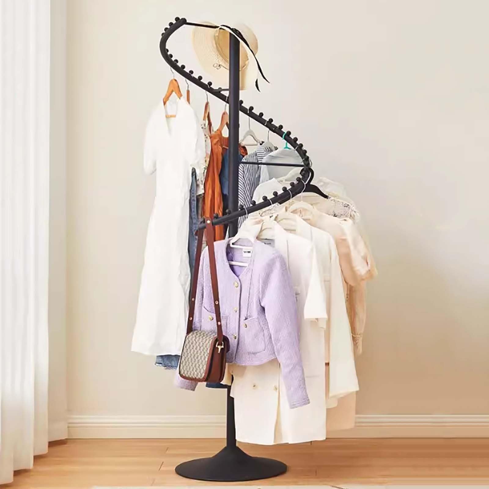 Porte-vêtements rotatif en spirale robuste 180 cm pour salon et boutique