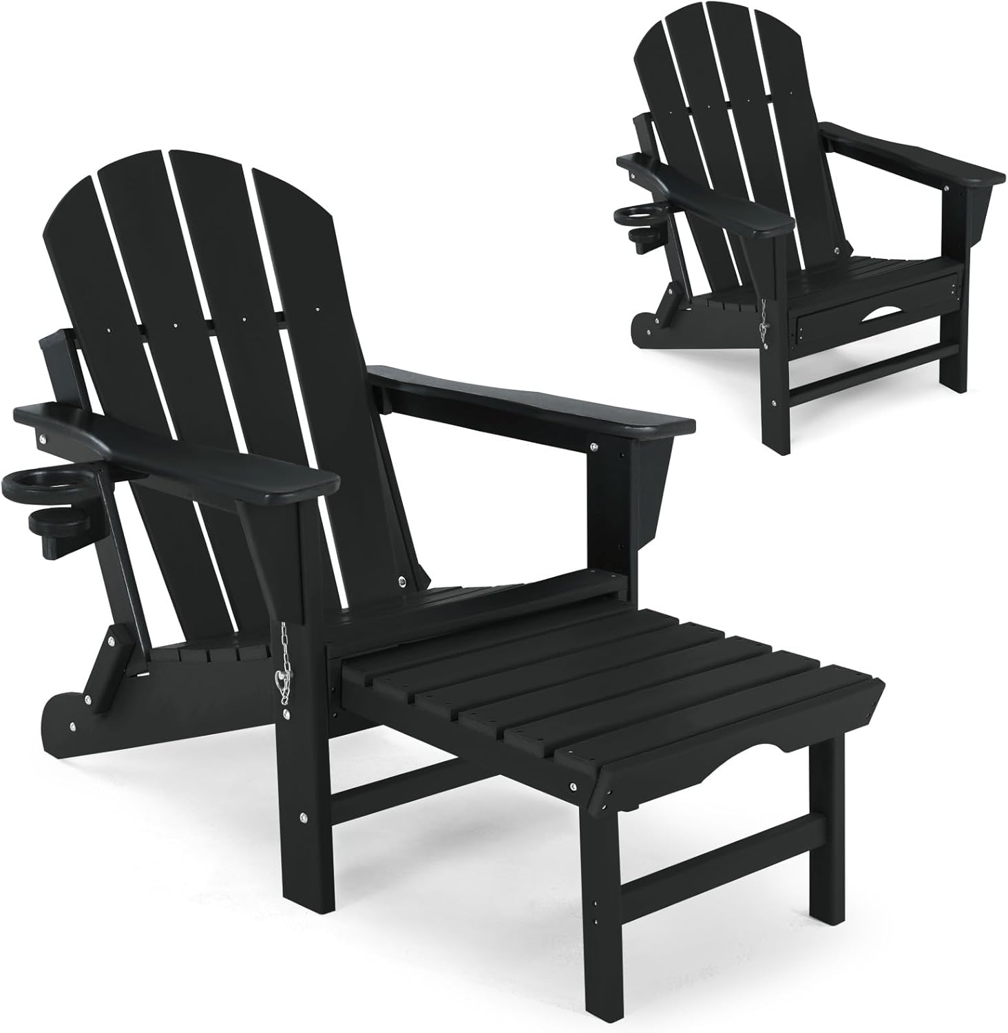 ABCPATIO Folding Adirondack Chair with Scalable Footrest Outdoor