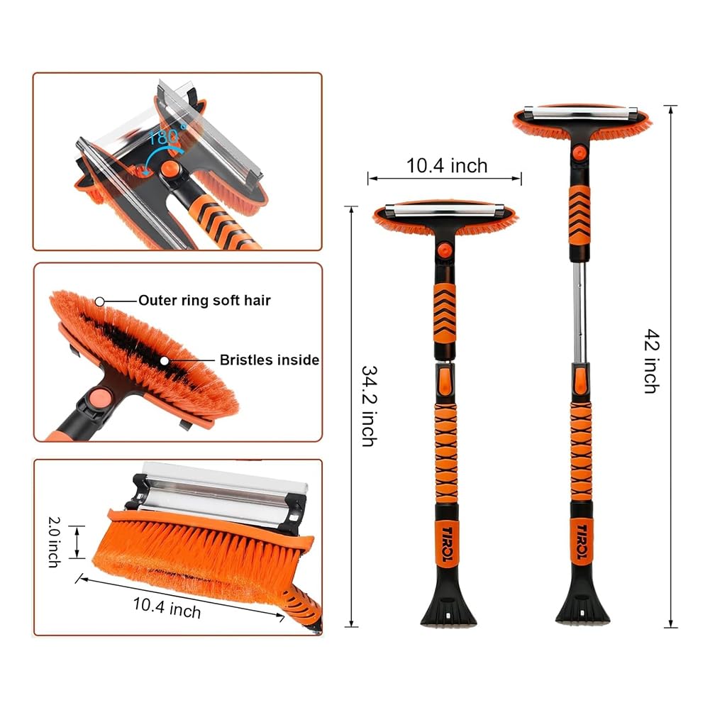 Kit di Pala e Multi-Funzione per Neve, Inclusa Retrattile, Raschietto per Ghiaccio, Raschietto Staccabile.