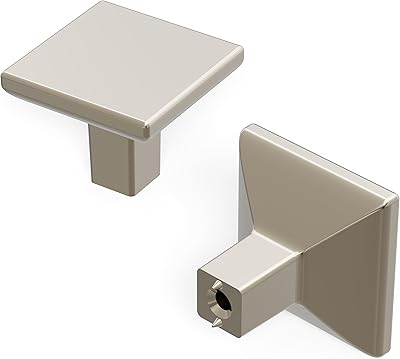 KOOFIZO Square Cabinet Knob - Chrome Pull Handle (31mm / 1.2 Inch), 10-Pack For Kitchen Cupboard