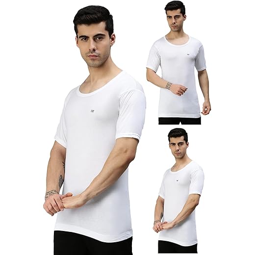 Mens White Cotton Modern Fit Vest Pack of 3