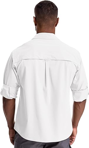 Miniatura 3 de Jessie Kidden Camisas con capucha para hombre, protección solar, senderismo, pesca, safari, con capucha, manga larga, secado rápido, para exteriores