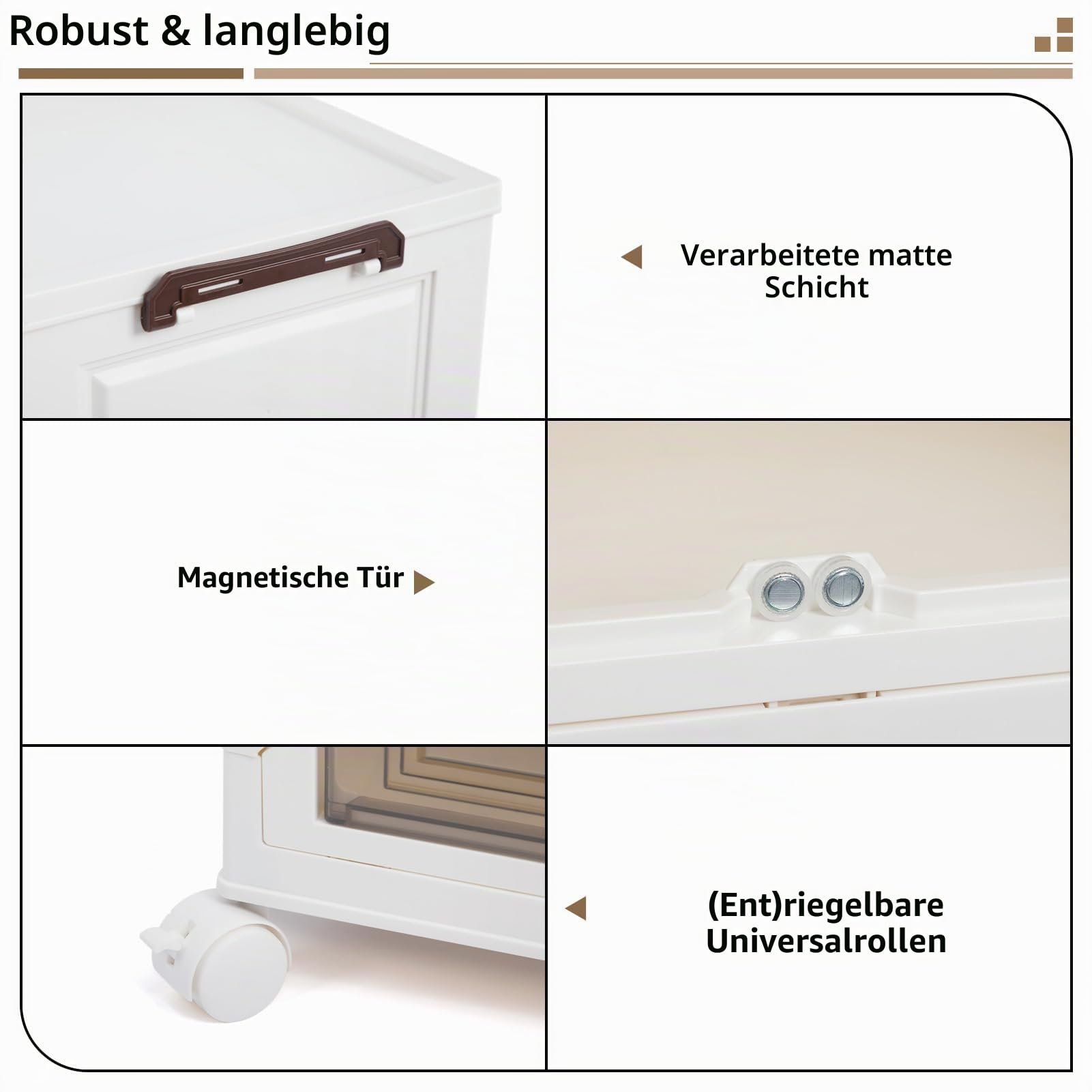 DreamHaven Faltbare Aufbewahrungsboxen mit Türen stapelbare Aufbewahrungsboxen aus Kunststoff und Rädern Aufbewahrungsbox Organizer für Schlafzimmer Badezimmer Küche Wohnzimmer，5-stöckige