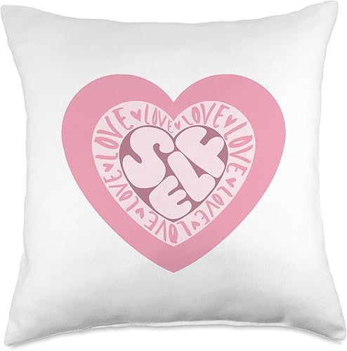 jovy fits Pink Heart Self Club - Almohada Love Yourself de 18 x 18 pulgadas multicolor