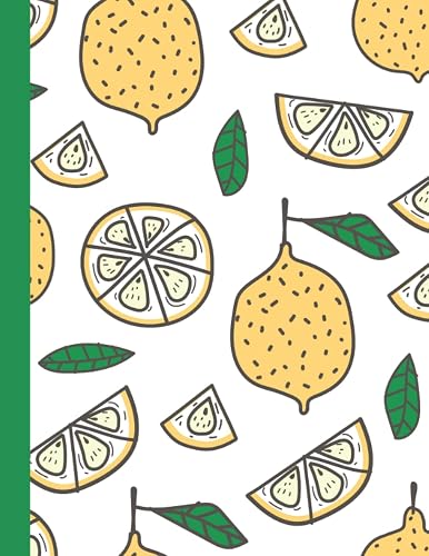 Lemon Composition Notebook: 8.5 X 11 College Ruled Paper Lined Journal, Lemon Fruit, Lemon Slice And Leaves Pattern Cover - A Useful Gift For Someone Who Loves Summer Fruit
