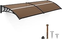 Vista 13 de MCombo - Toldo de policarbonato para ventana de exterior de 78.2 pulgadas, lámina hueca, toldo para puerta de patio
