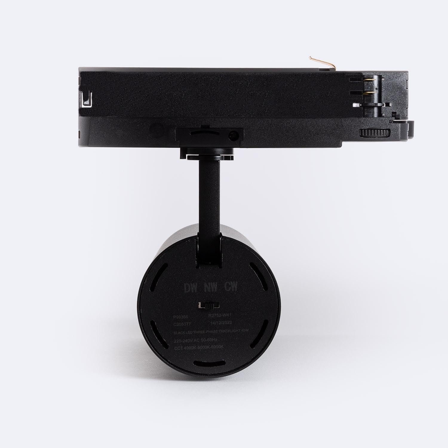 Spot LED sur Rail Triphasé 40W Carlo CCT Sélectionnable Noir 4000K - 5000K