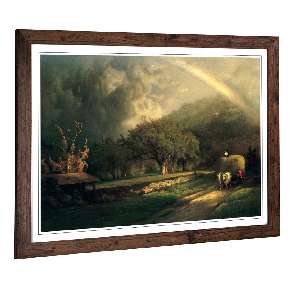 Big Box Art Framed Print of George Innes The Rainbow in The Berkshire Hills Design | Wall Art Picture| Home Decor for Kitchen, Living Room, Bedroom, Hallway, Walnut, A2 / 24.5x18 Inch / 62x45cm