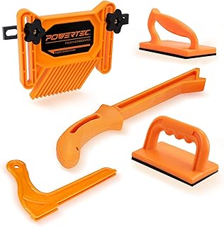 POWERTEC Tandem Featherboard and Push Sticks, Push Blocks Fits Table Saws, Router Tables, Band Saws & Jointers, Wood Pusher Reduces Kickback & Increases Safety for Wood working Accessories. 5PK(71818)