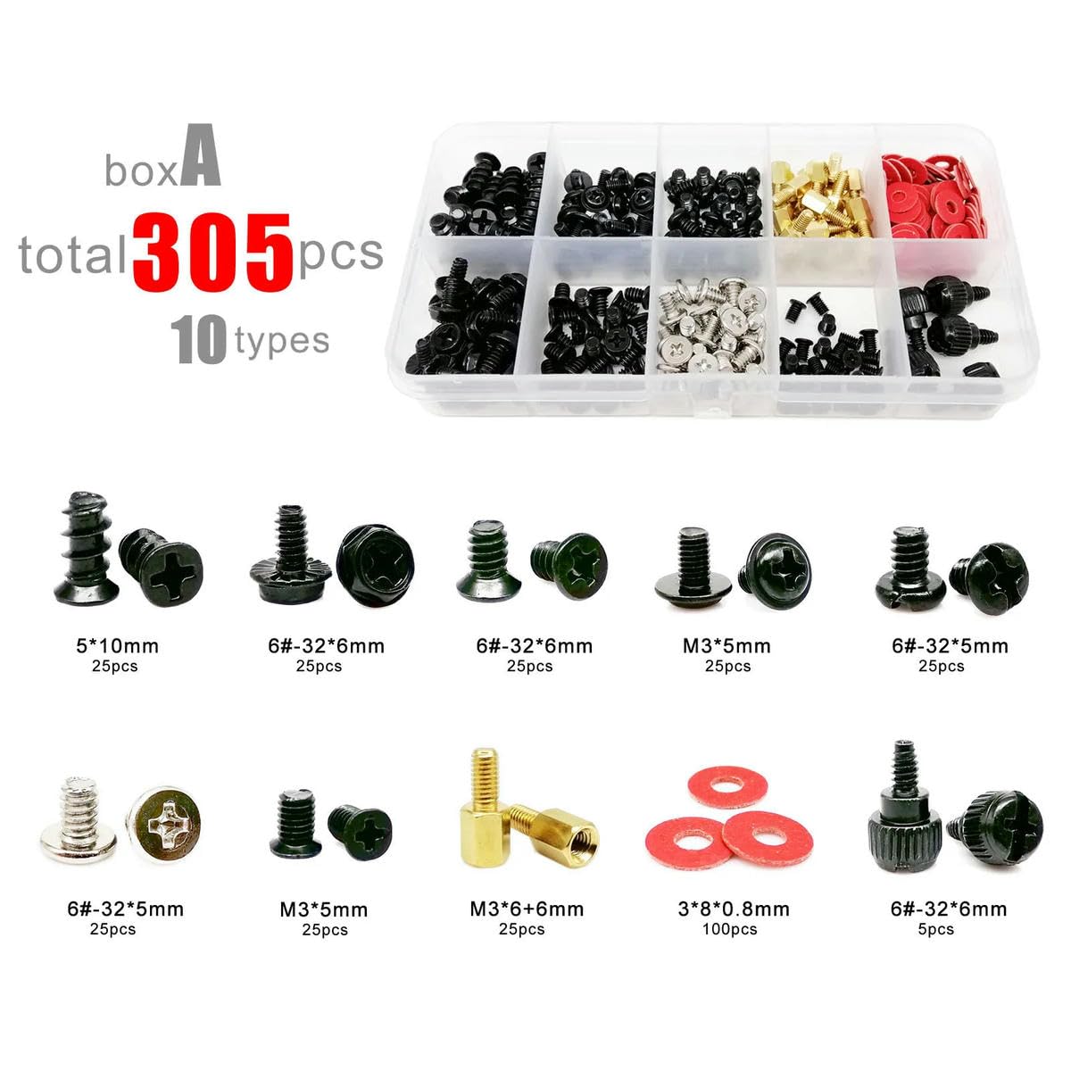305/780 Stück Computer-PC-Gehäuse, Festplattenlaufwerk, Lüfter, Motherboard, Netzteil, Server, Montage, Reparatur, Handschraube, Bolzen, Abstandshalter-Set, Kit-Set B, 780 Stück