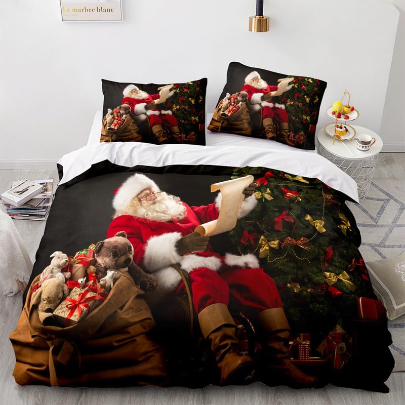 Housse de couette 90x190 enfant Père Noël en microfibre 110g/㎡ avec taie 65x65