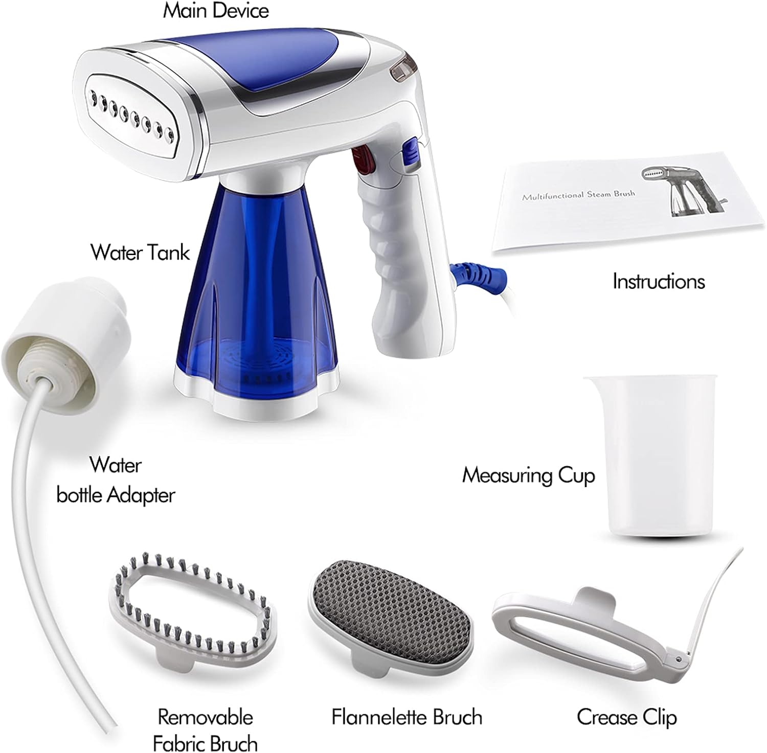 Steamer for Clothes Steamer, Portable Garment Steamer 250ml Handheld for Home and Travel All Fabric Steamer, 35-Second Fast Heat-up, Auto-Off, Large Detachable Water Tank, No Water Spitting