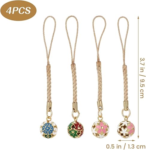 Miniatura 4 de Dije para teléfono 4 piezas de lindos colgantes de campana japonesa para teléfono, correa celular, dijes de células de flores, decoración
