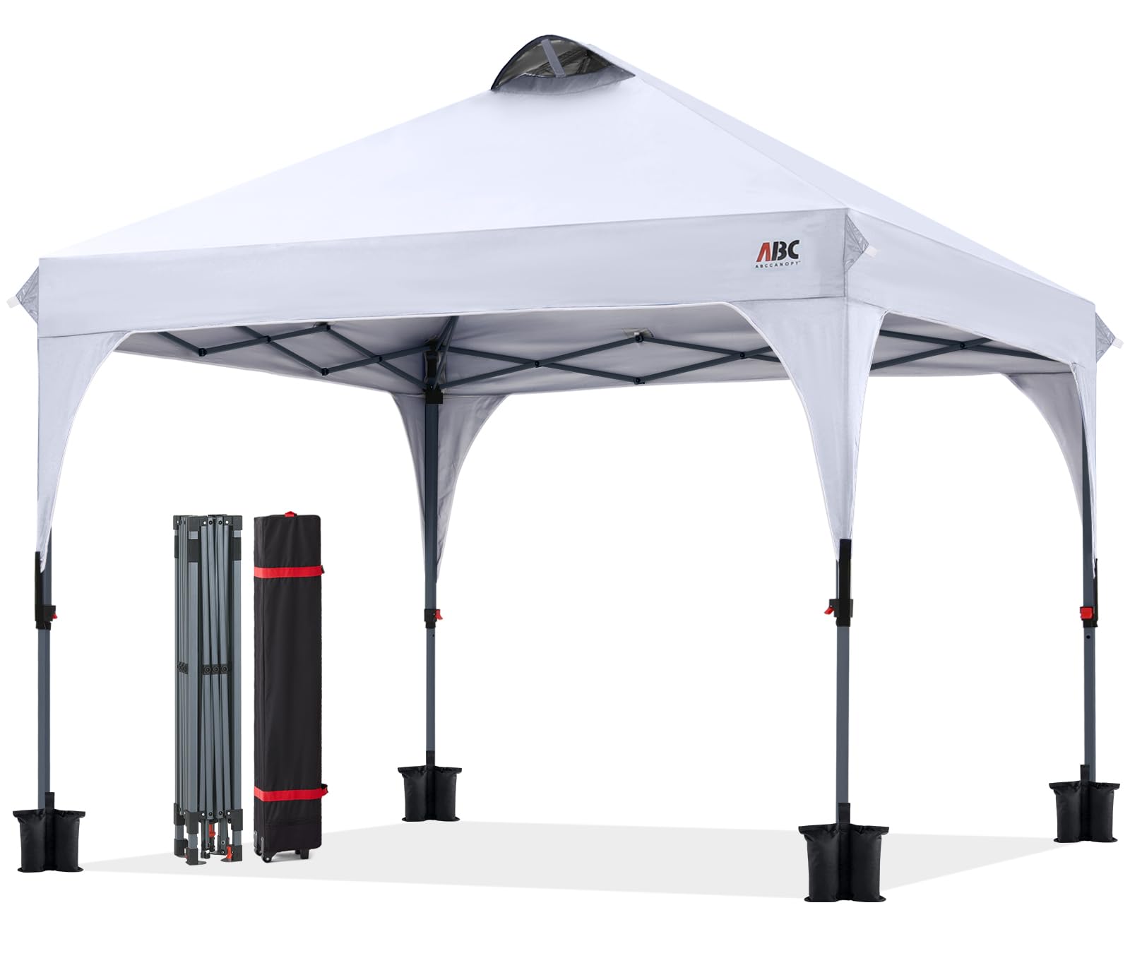 ABCCANOPY Pop Up Pavillon UV Schutz | wasserdichtes 300D Polyester, inkl. Rolltragetasche, 4 Gewichtstaschen, 4 Seile, 4 Pfähle, für Garten & Strand